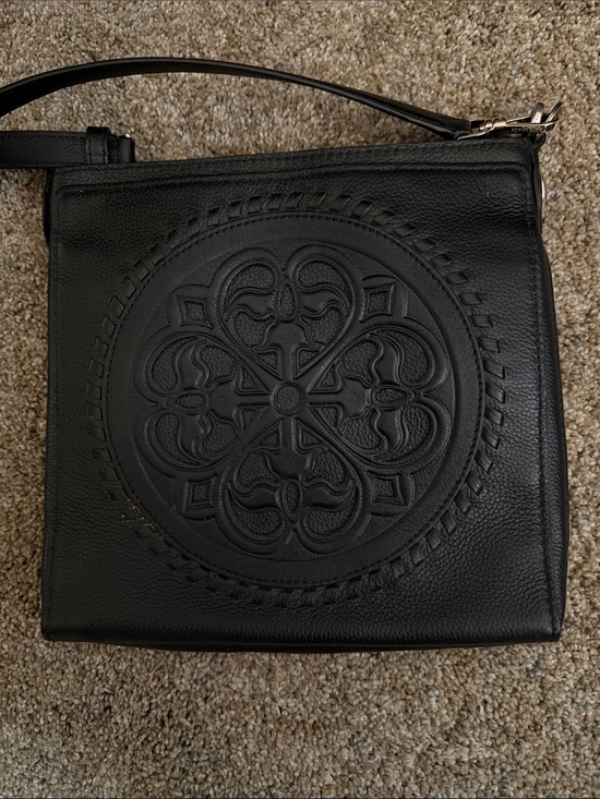 Brighton Handbags - Brighton Black Leather Embossed Medallion Crossbody